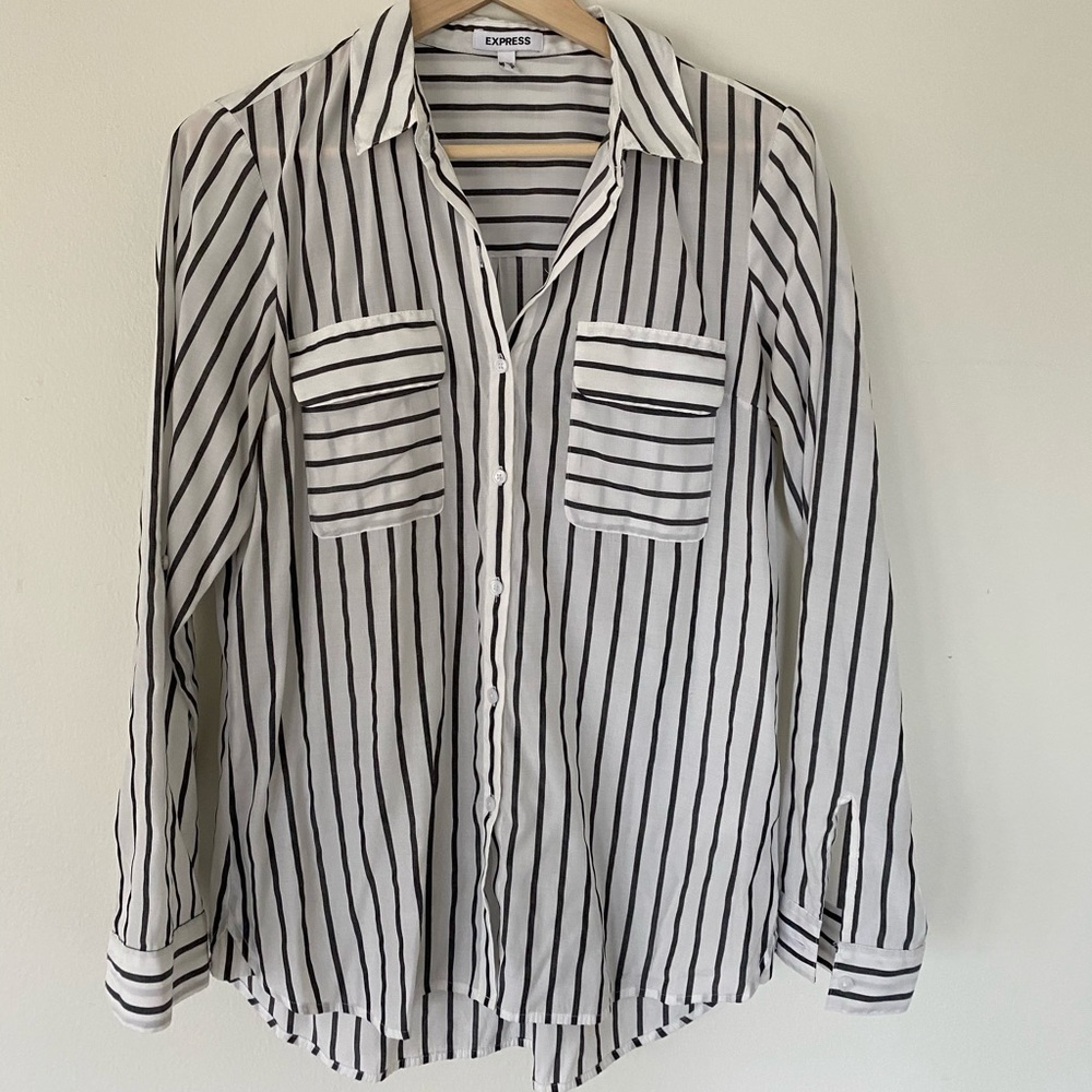 White/ gray button down
